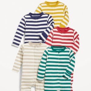 Old Navy 2-Way-Zip Footed Striped set-  5pack
